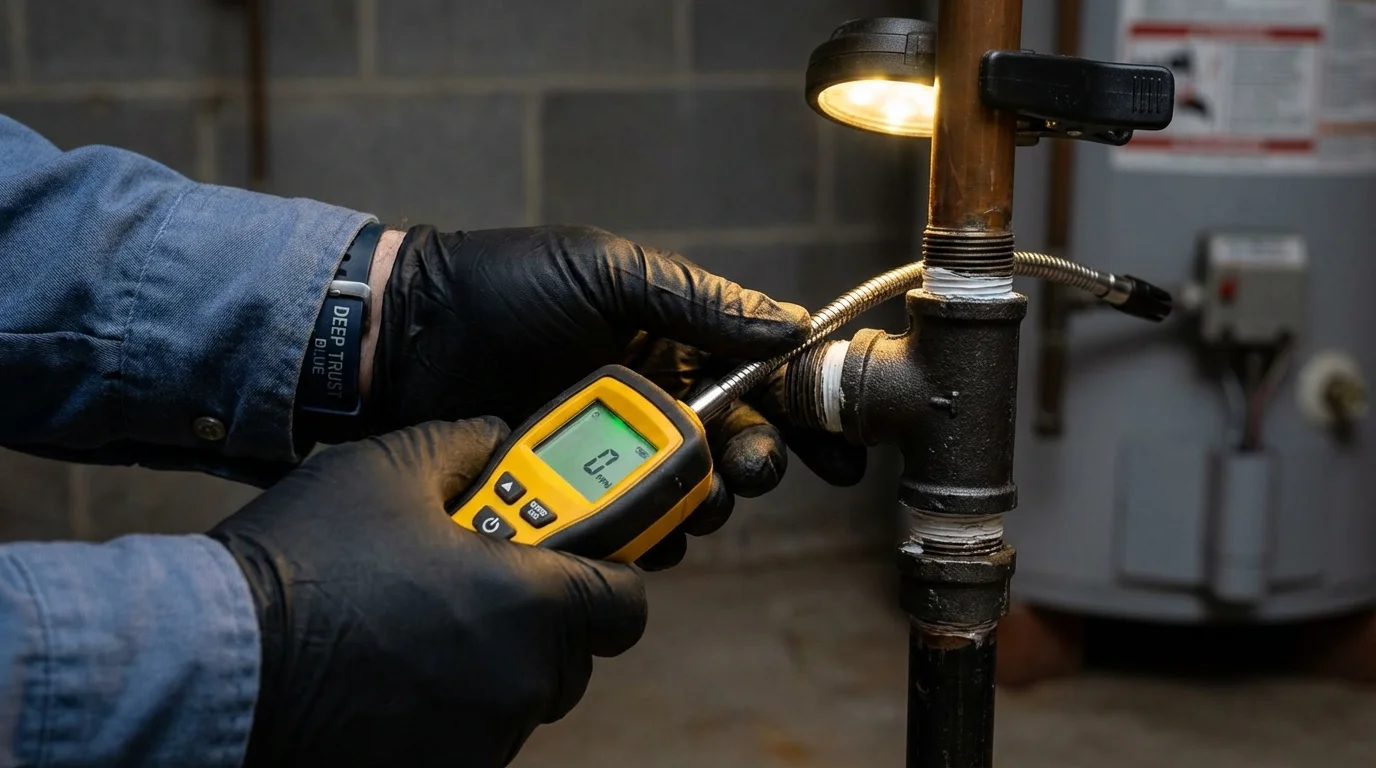 Gas leak detection with electronic sniffer by Johns Plumbing LLC in Williamston